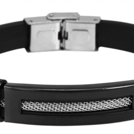 Akzent Armband aus Silikon und Edelstahl in schwarz