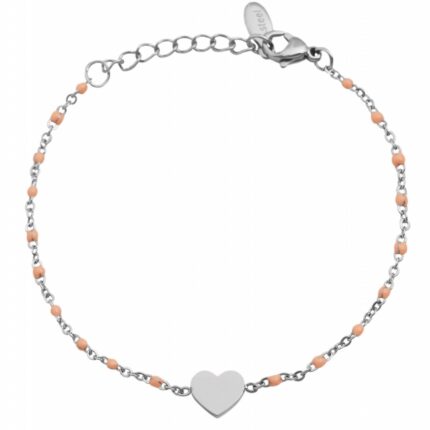 Akzent Armband aus Edelstahl mit farbigen Perlen und Herz