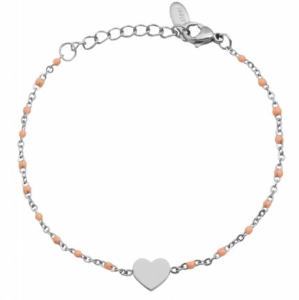 Akzent Armband aus Edelstahl mit farbigen Perlen und Herz