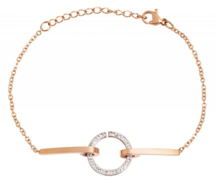 Akzent Edelstahl Armband mit Similisteinen, 17+3cm