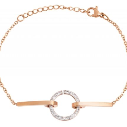 Akzent Edelstahl Armband mit Similisteinen, 17+3cm