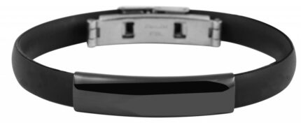 Akzent Silikonarmband mit Gravurplatte aus Edelstahl, ionenplattiert