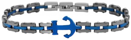 Akzent Gliederarmband aus Edelstahl und Keramik, maritim, ionenplattiert