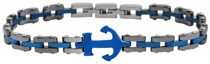 Akzent Gliederarmband aus Edelstahl und Keramik, maritim, ionenplattiert - Image 1