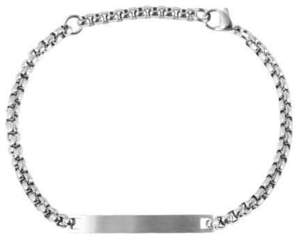 Akzent Armband mit gravurfähiger Identplatte aus Edelstahl, silberfarbig