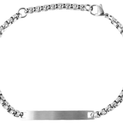Akzent Armband mit gravurfähiger Identplatte aus Edelstahl, silberfarbig