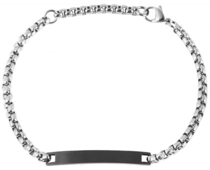 Akzent Armband mit gravurfähiger Identplatte aus Edelstahl, IP Beschichtung, ...