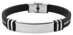Akzent Armband aus Silikon und Edelstahl in Schwarz, Schlangenketteneinsatz