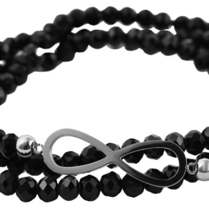 Akzent Kugelarmband mit Infinityelement aus Edelstahl, elastisch