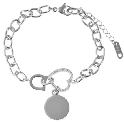 Akzent Armband aus Edelstahl, Gravurmünze, 17+3 cm