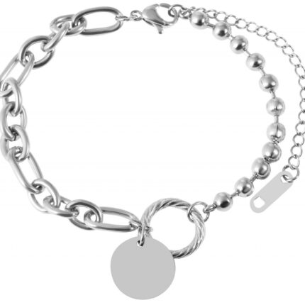 Akzent Armband aus Edelstahl mit Gravurmünze, 17+3 cm