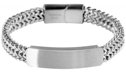 Akzent Panzerarmband mit Gravurplatte, Edelstahl