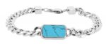 Akzent Panzerarmband mit echtem Türkis, Edelstahl, 20 cm