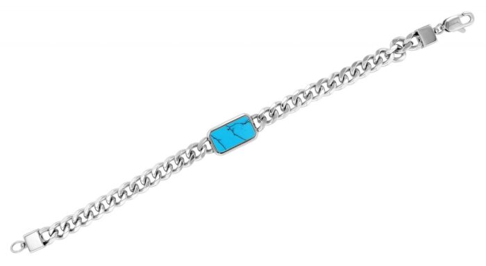 Akzent Panzerarmband mit echtem Türkis, Edelstahl, 20 cm - Image 2