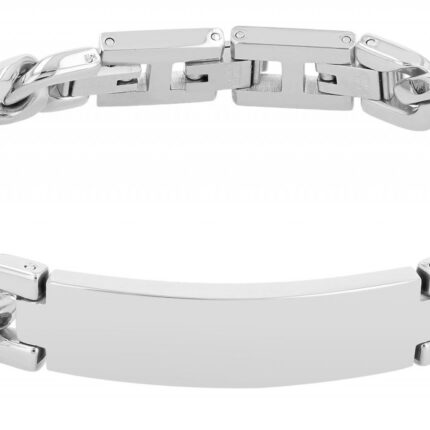 Akzent Panzerarmband mit Identplatte, 316L Edelstahl, silberfarben