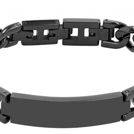 Akzent Panzerarmband mit Identplatte, 316L Edelstahl, schwarz