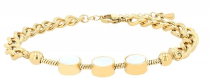 Akzent Panzerarmband mit Perlmuttelementen, Edelstahl, ionenplattiert