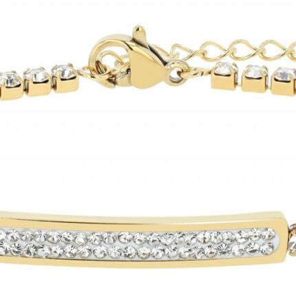 Akzent Armband aus Edelstahl, aufgereihte Similisteine, ionenplattiert