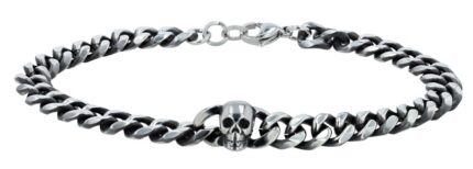 Akzent Panzerarmband "Alaric" mit Totenkopf, Edelstahl