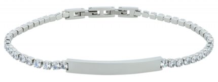 Akzent Armband "Novalie" mit Gravurplatte, Edelstahl & Similibesatz
