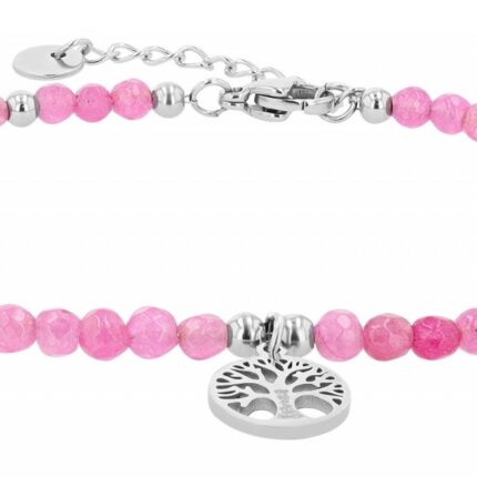 Akzent Armband mit Lebensbaumanhänger, Edelstahl & Kunststoffperlen