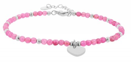 Akzent Armband mit Herzanhänger, Edelstahl & Kunststoffperlen