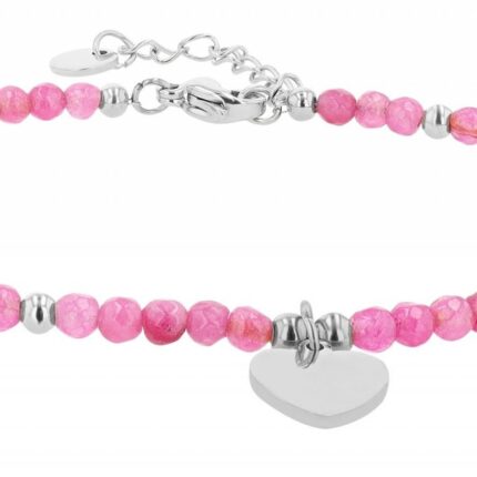 Akzent Armband mit Herzanhänger, Edelstahl & Kunststoffperlen