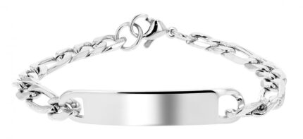 Akzent Figaroarmband mit Gravurplatte, Edelstahl, 18 cm