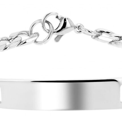 Akzent Figaroarmband mit Gravurplatte, Edelstahl, 18 cm