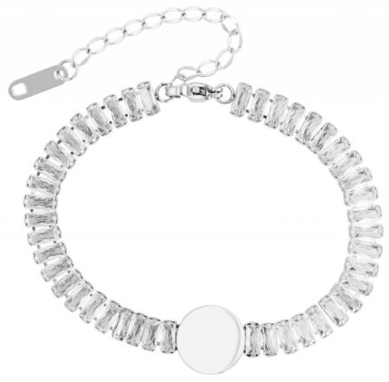 Akzent Armband "Alexis", Edelstahl & Zirkoniasteine, Gravurplatte, silber- od...