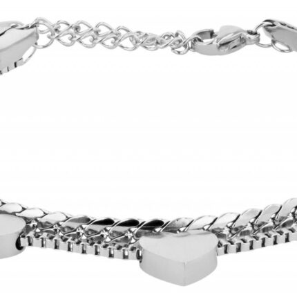 Akzent Armband "Roxane" aus Edelstahl, Herzen & Kugeln, 17+5 cm lang