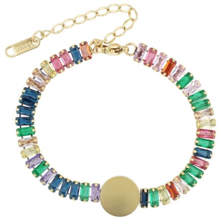 Akzent Armband "Alexa", Edelstahl & Zirkoniasteine, Gravurplatte, silber- ode...
