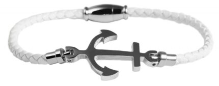 Akzent Armband aus Lederimitat, geflochten, mit Edelstahlelement Anker