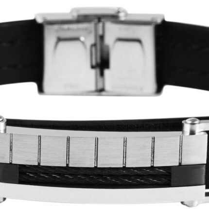 Akzent Echtlederarmband, schwarz, mit Edelstahlelement