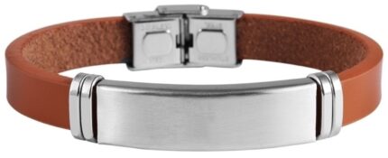 Akzent Echtlederarmband mit Edelstahlgravurplatte
