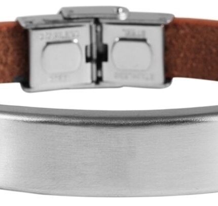 Akzent Echtlederarmband mit Edelstahlgravurplatte