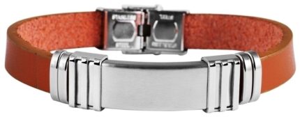 Akzent Echtlederarmband mit Edelstahlelement