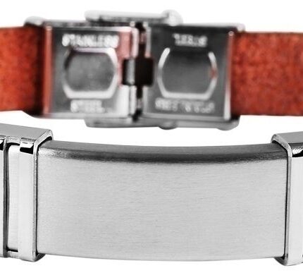 Akzent Echtlederarmband mit Edelstahlelement