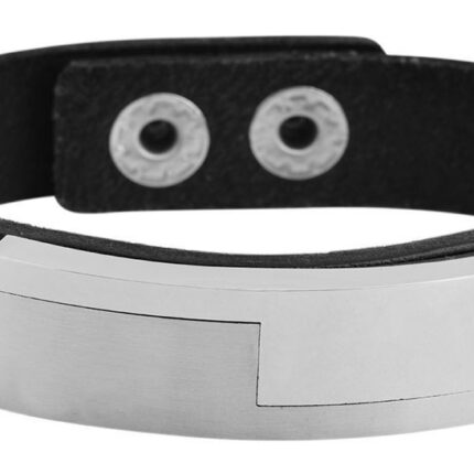 Akzent Echtlederarmband mit Edelstahlelement, Druckknöpfe