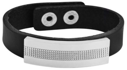 Akzent Echtlederarmband mit Edelstahlelement
