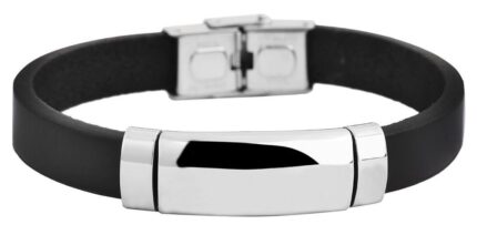 Akzent Echtlederarmband mit Edelstahlgravurplatte