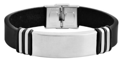 Akzent Echtlederarmband mit Edelstahlgravurplatte