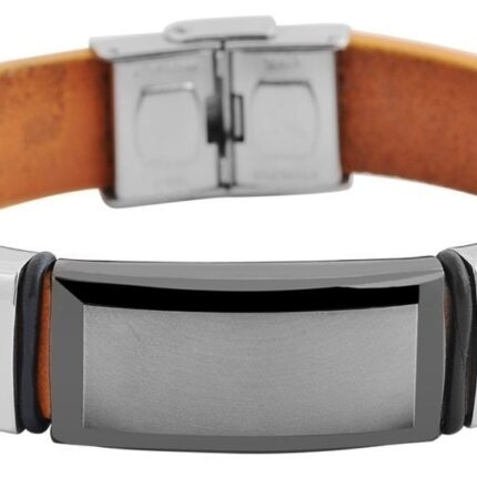 Akzent Echtlederarmband mit Edelstahlgravurplatte