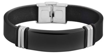Akzent Echtlederarmband mit Edelstahlgravurplatte