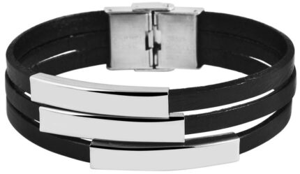 Akzent Echtlederarmband mit Edelstahlelementen
