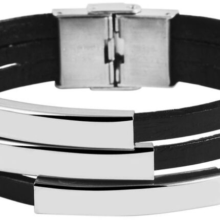 Akzent Echtlederarmband mit Edelstahlelementen
