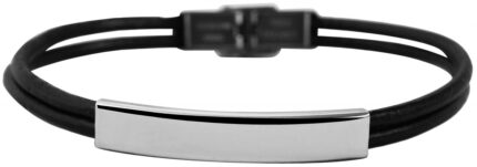 Akzent Echtlederarmband mit Edelstahlgravurplatte