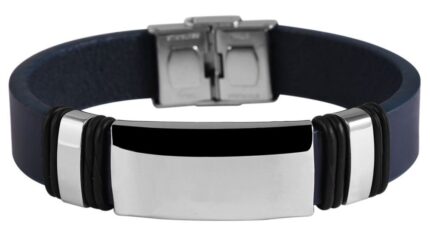 Akzent Echtlederarmband mit Edelstahlgravurplatte