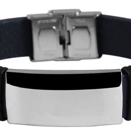 Akzent Echtlederarmband mit Edelstahlgravurplatte