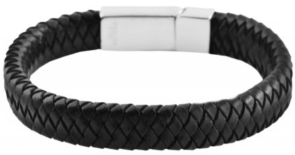 Akzent geflochtenes Echtlederarmband mit Magnetschließe